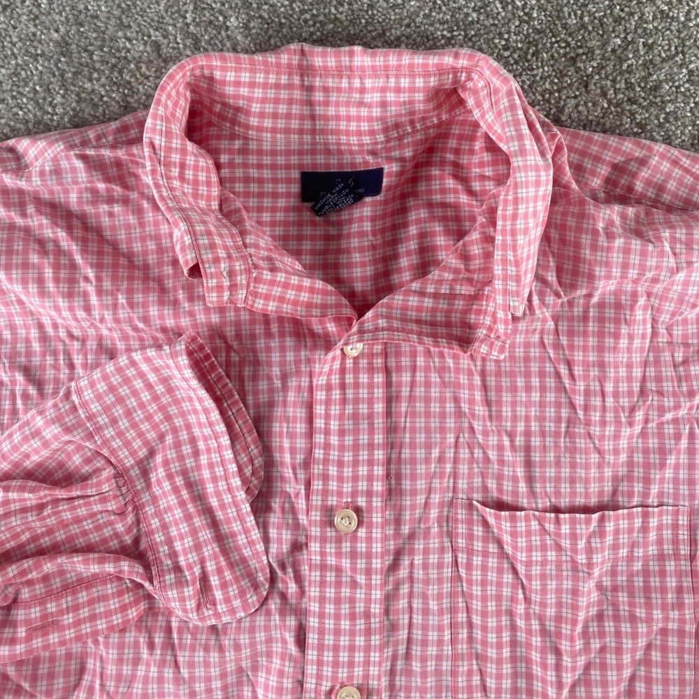 Brooks Brothers 346 Mens L Preppy Pink Gingham Plaid Cotton Button Down Shirt